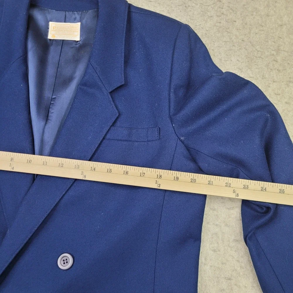 Vintage Pendleton 100% Wool Blazer Womens 14‎ Blue Double Breasted Made in USA - Picture 8 of 12